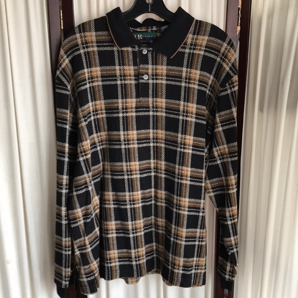 R&R casuals long sleeve polo shirt Sz L